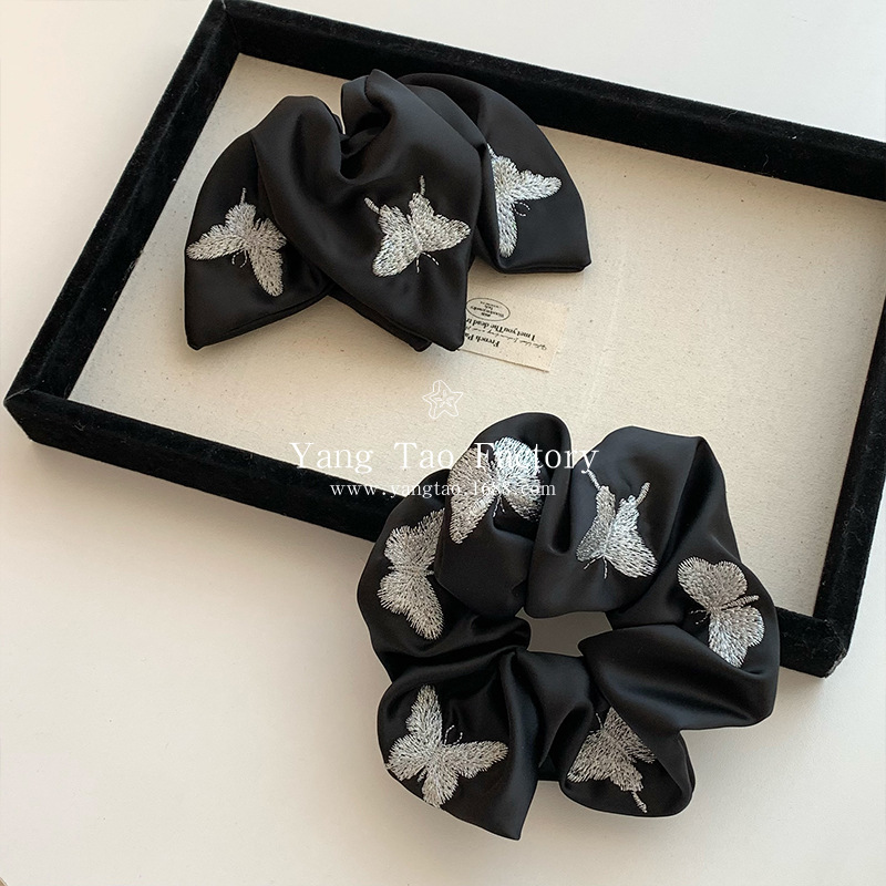 Original auténtico de alto nivel sensación nueva mariposa china bordada anillo de pelo anillo de pelo intestino anillo cuadrado tocado adornamiento para el pelo