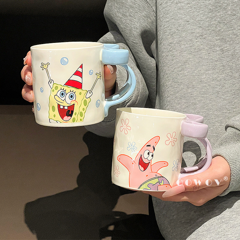 海绵宝宝大容量马克杯陶瓷杯子女生高颜值情侣喝水杯家用生日礼物|undefined