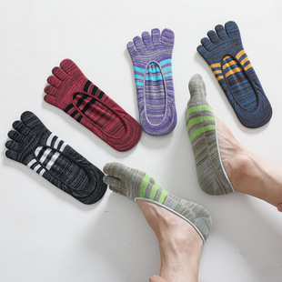 New Spring and Summer Men's Shallow Mouth Retro Five-finger Socks Combed Cotton Socks Five-finger Socks Factory Direct Supply