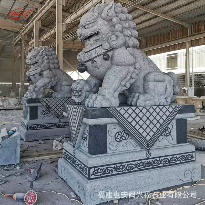 闽兴福石雕 门口石狮一对雕刻 酒店庭院北京狮石雕狮子定 制