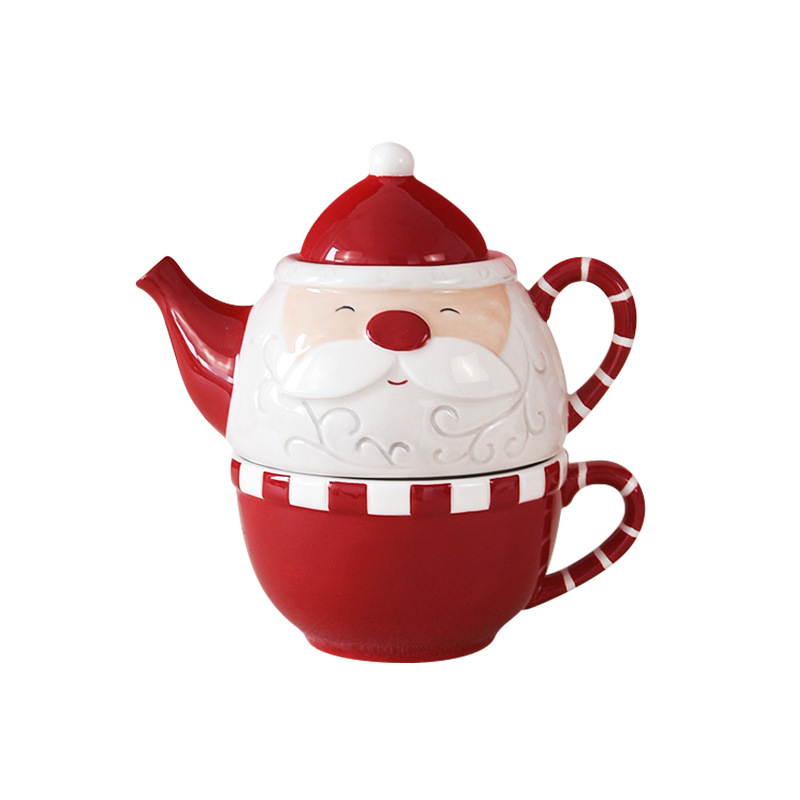 Papá Noel del norte de Europa tetera creativa taza de café tetera set tetera cerámica tetera de flores tetera materna taza de una persona