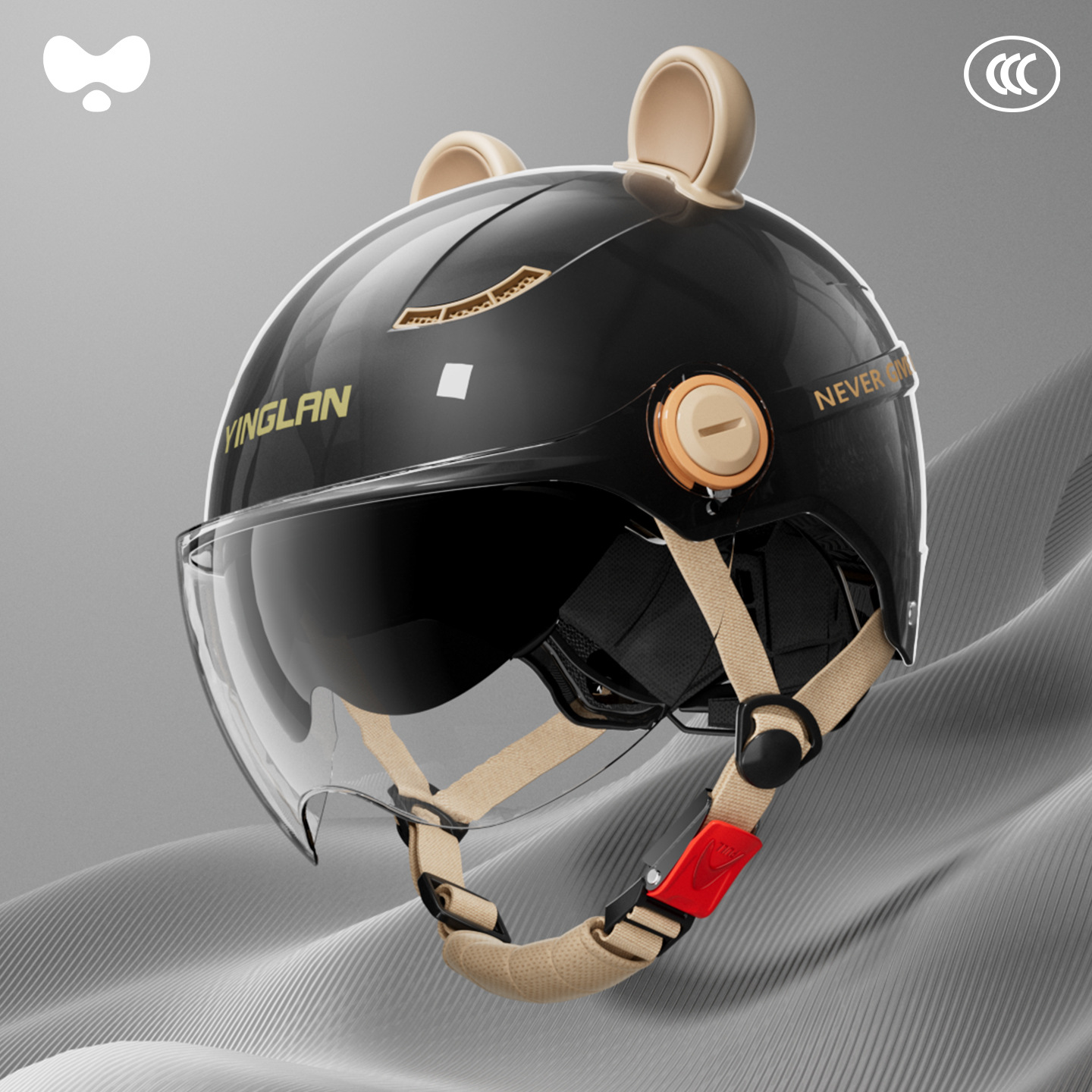Motosiklet kaskı (dəbilqə) — Universal Certified Cute Winter - 3c-luxury-black-outer-short-double-mirror-class-a-new-national-standard