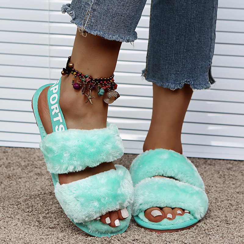 Women's Streetwear Color Block Round Toe Plush Slippers display picture 6