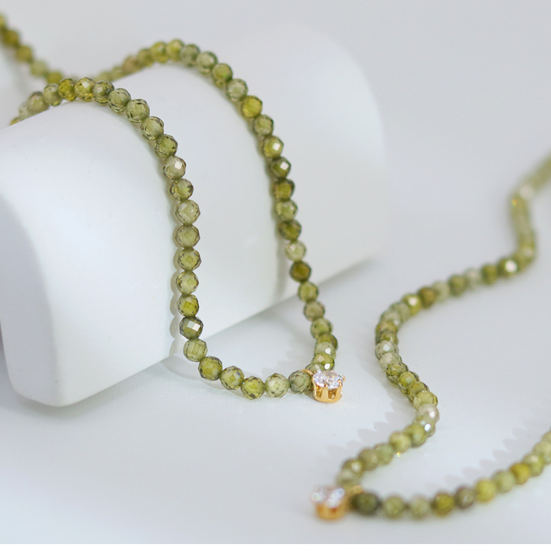 Fashion Geometric Titanium Steel Beaded Zircon Necklace