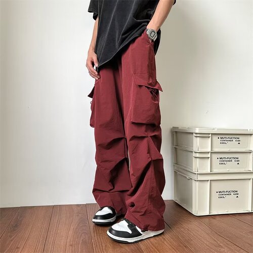 Men's overalls spring and autumn new style Japanese retro high street handsome assault pants multi-pocket parachute casual trousers
