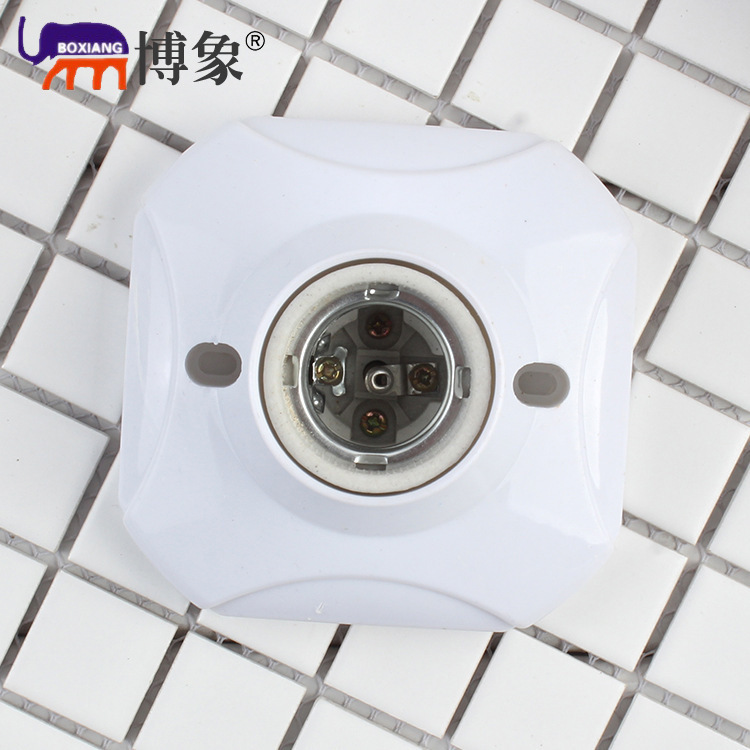 E27 square ceramic flat lamp holder 86 type open screw lamp holder base led spiral lamp holder ceramic lamp holder