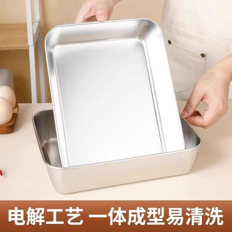 蓋付き食品グレードのステンレス鋼の長方形プレート、食品保存箱、食事トレイ、ソーセージスプリンクラートレイ、冷蔵庫収納ボックス|undefined