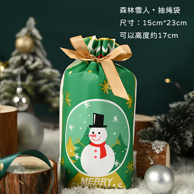国境を越えたアマゾンクリスマスギフト袋ビスケットキャンディーリンゴ包装袋子供プレゼント束口リボン巾着袋|undefined