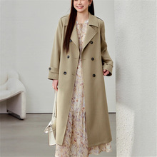 1349#秋装新款长款风衣特大码女装大气英伦风