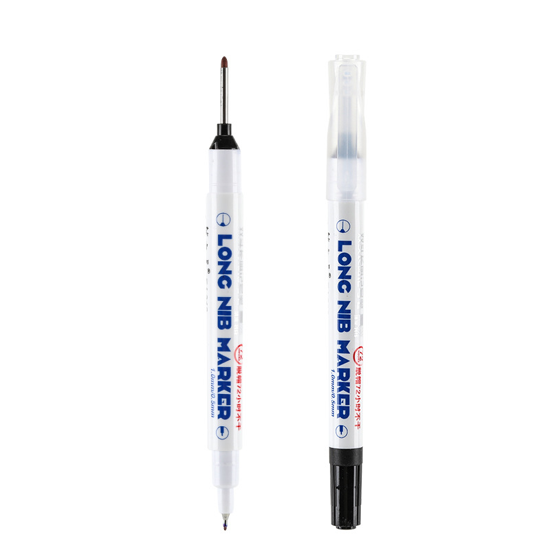 Pen de marca de doble cabeza larga oleosa especial para carpintería de 20 mm para azulejos de suelo agujero profundo pluma de carpintería multipropósito