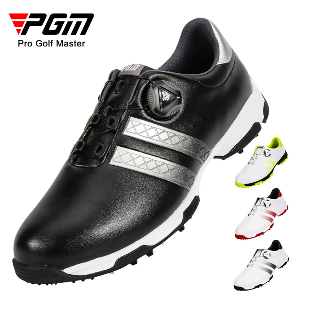 Giày golf nam PGM chống nước, đế đinh chống trượt, dây giày xoay tiện lợi — XZ160 trắng đen, XZ160 trắng đỏ, XZ160 Trắng Xanh lục huỳnh quang, XZ160 đen bạc