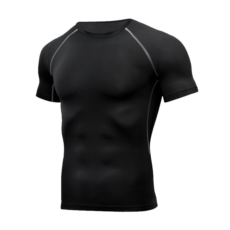 Fitness hombre camiseta de cuello redondo de baloncesto camiseta de fútbol de compresión de manga corta blanco rojo