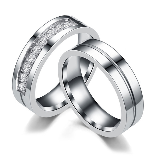 Stylish Accessories: Stainless Steel Diamond-Inlaid Couple Rings, European & American-Style Titanium Steel Zircon Rings, Korean-Style Hand Jewelry—Wholesale