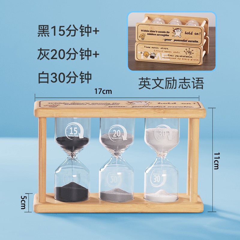 Reloj de arena luminoso redondo de bambú, temporizador resistente para aprendizaje 1/10/30 minutos