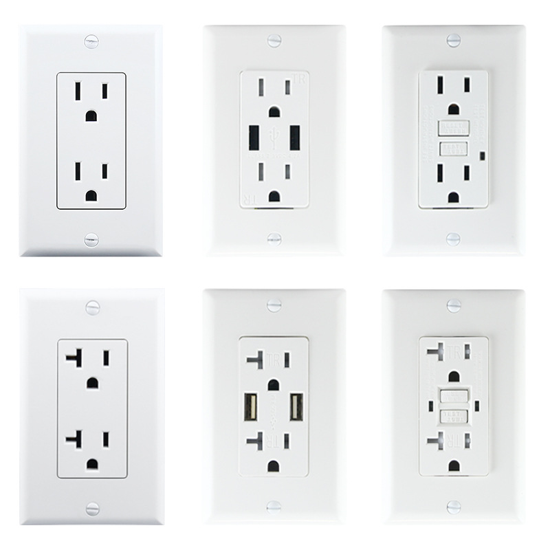 UL美国标准GFCI南北美洲规NEMA美式墙壁开关15A/20A电源插座带USB