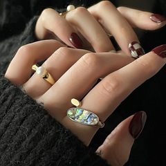 甜酷貝殼紋理戒指女時尚S925銀個性ins小眾開口指環珍珠食指戒潮