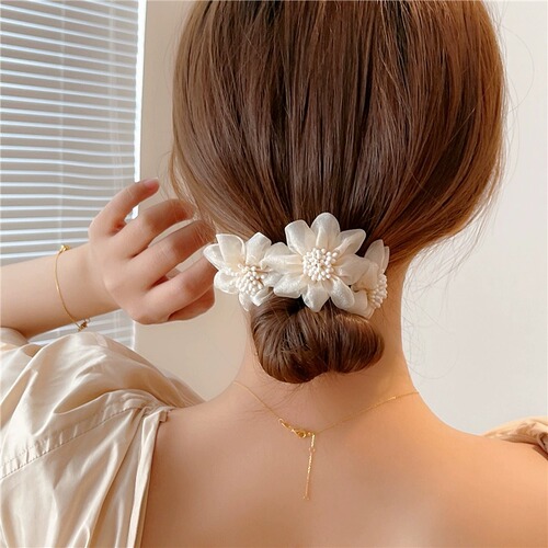 Korea's super fairy organza flower ball head hair iron sweet temperament internet celebrity lazy braiding hair styling artifact for women