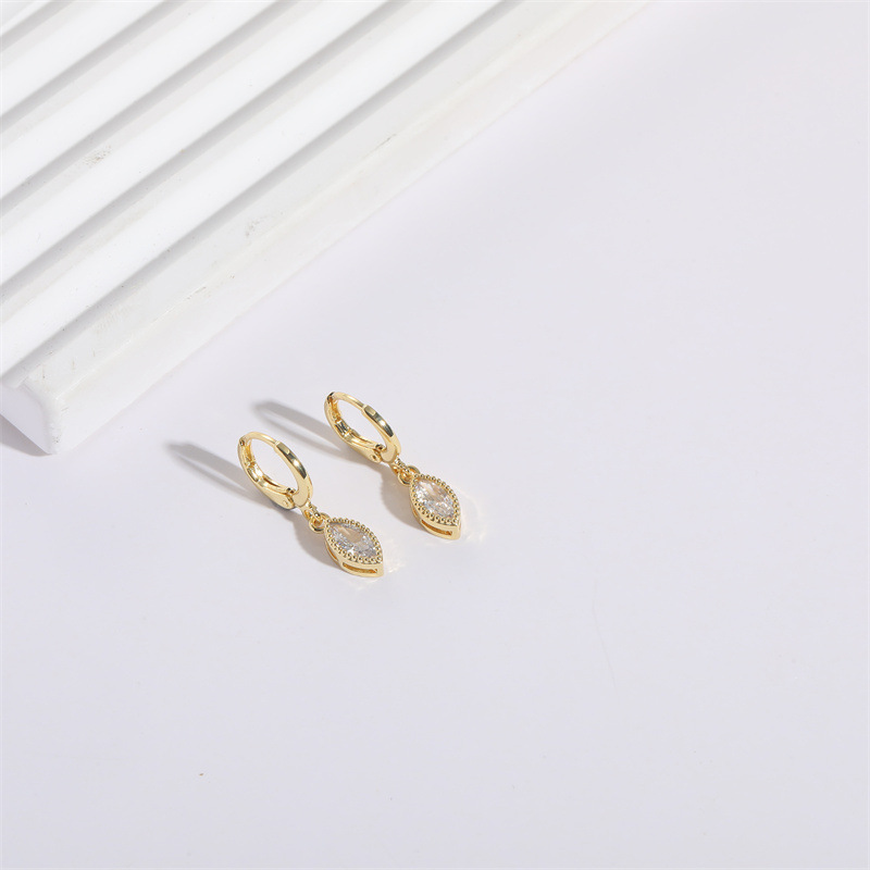 Simple Style Geometric Copper Gold Plated Zircon Drop Earrings 1 Pair