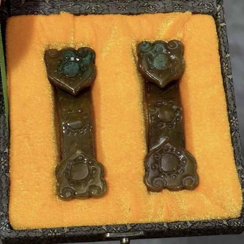直播供货仿古做旧工艺品岫玉做旧 古风配饰 福字吉祥套盒玉牌批发|undefined