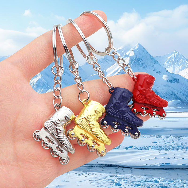Creative Gift Cartoon Skates Roller Skating Metal Keychain Pendant Skating Rink Promotional Gift Colorful Selection