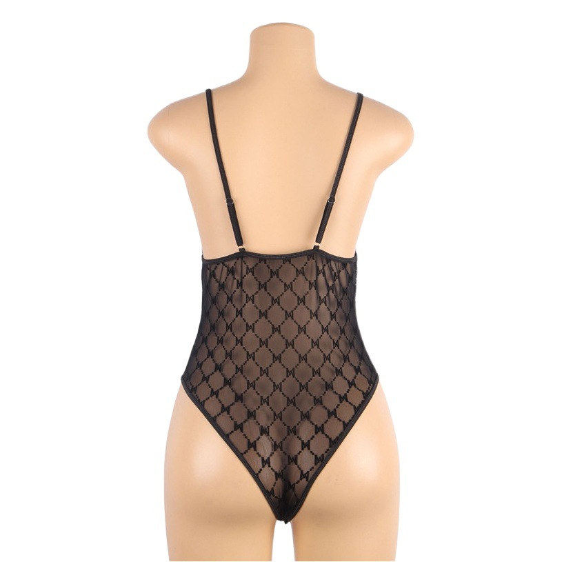 Europa y América del comercio exterior más tamaño sexy ropa interior malla patrón sexy perspectiva grasa hermana Sling entrepierna abierta mono 1069