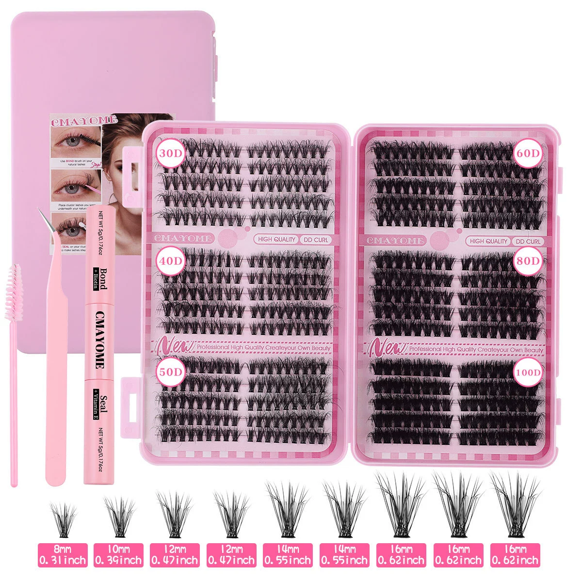 Dense Gradient False Eyelashes, Separate Tufts DIY Set, Everyday Natural Look