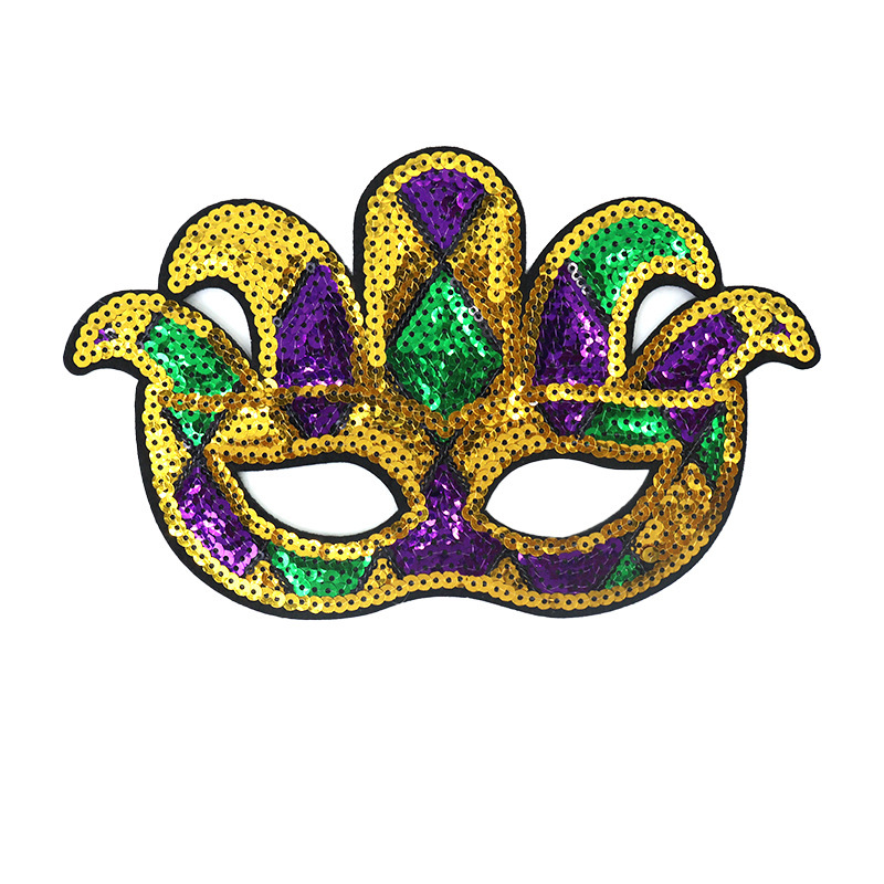 Máscaras de fiesta de carnaval plumas de color brazaletes Amazon oro púrpura verde sequillas payaso tricolor