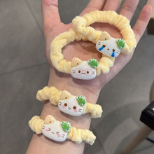 可爱猫咪甜甜圈毛绒小肠发圈软萌少女新扎马尾发绳卡通头绳发圈