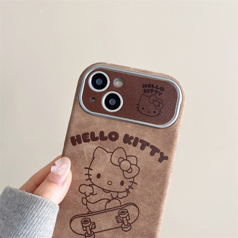 Monopatín de dibujos animados gato IPhone16PROMAX parche de ventana Apple 15pro/16 funda para teléfono móvil IP15