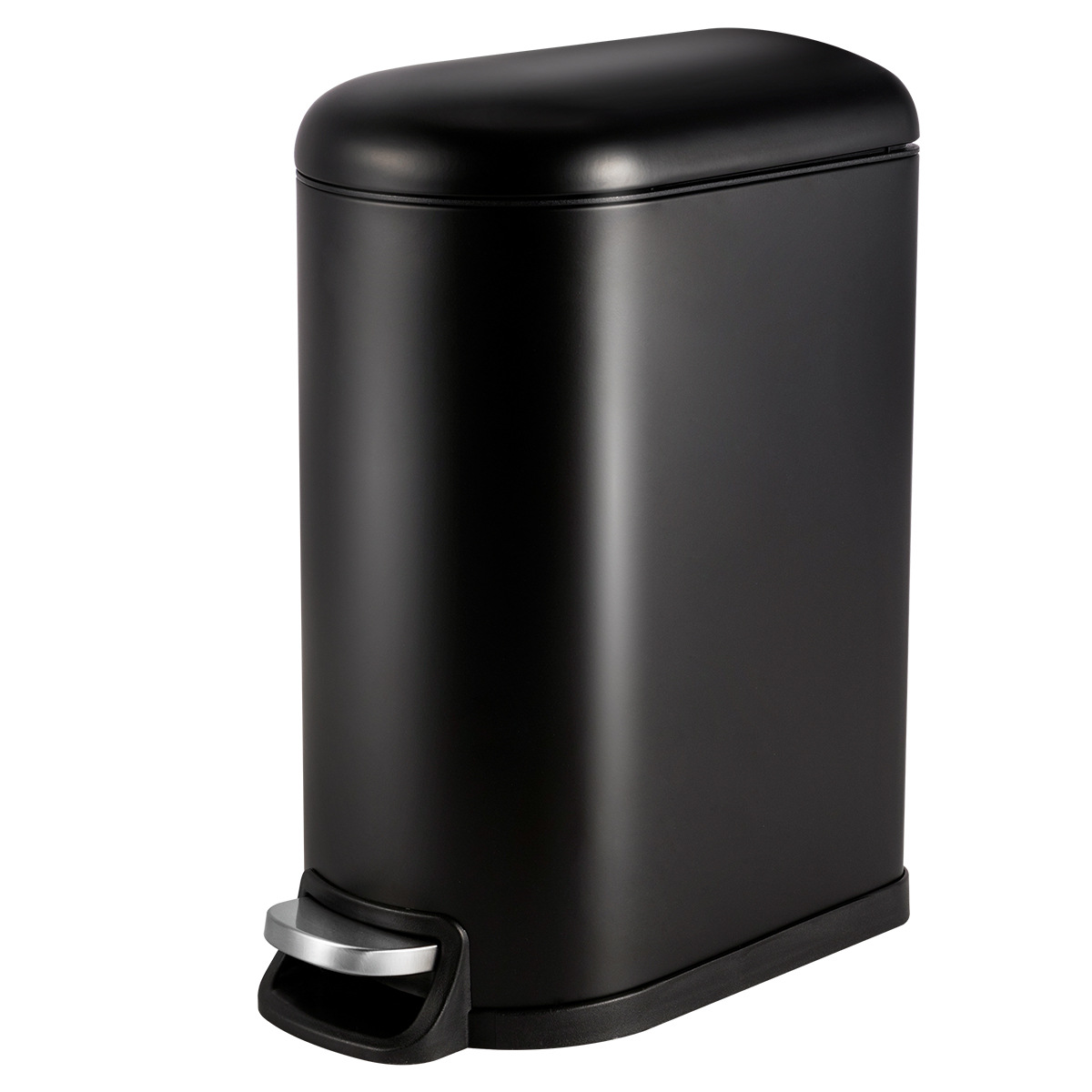 Bote de basura de tapa fija de 10 litros para el hogar negro mate, pie hacia abajo, silencioso, cubo sanitario con tapa, cubo de limpieza de cocina