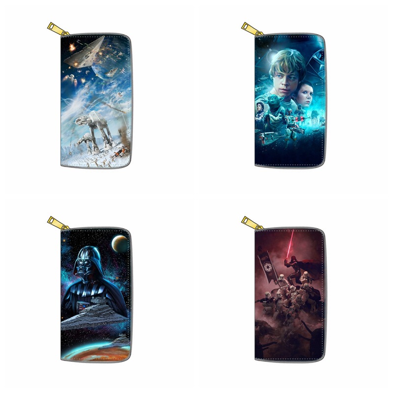 Star Wars anime new multi-pattern new PU mid-length wallet can be customized zipper clutch