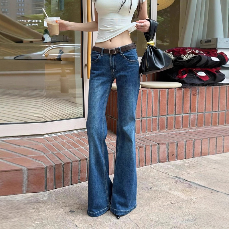 Vintage American-Style Low-Waisted Flared Jeans for Women 2025 New Style Non-Tight Straight Wide-Leg Floor-Length Bootcut Pants Vintage American-Style Low-Waisted Flared Jeans for Women 2025 New Style Non-Tight Straight Wide-Leg Floor-Length Bootcut Pants