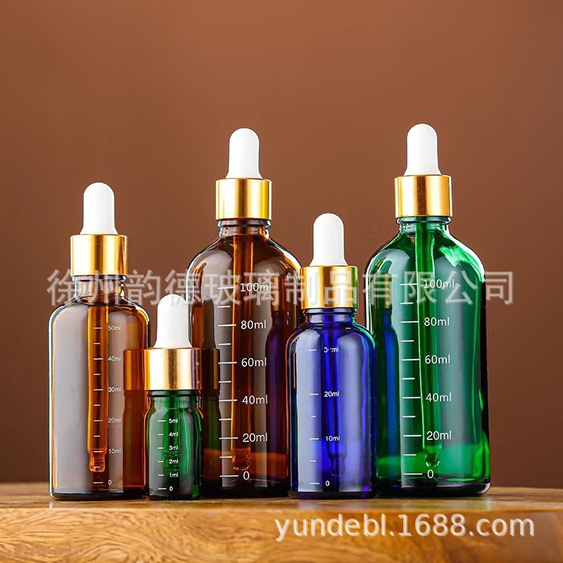 刻度玻璃精油瓶茶色精华液空瓶胶头滴管玻璃瓶化妆品小样分装瓶