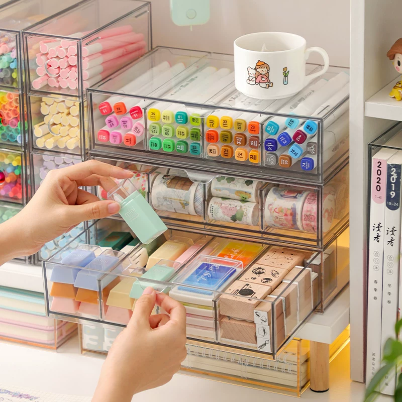 Acrylic stationery, capacious storage box, dustproof pens holder for students for boxes
