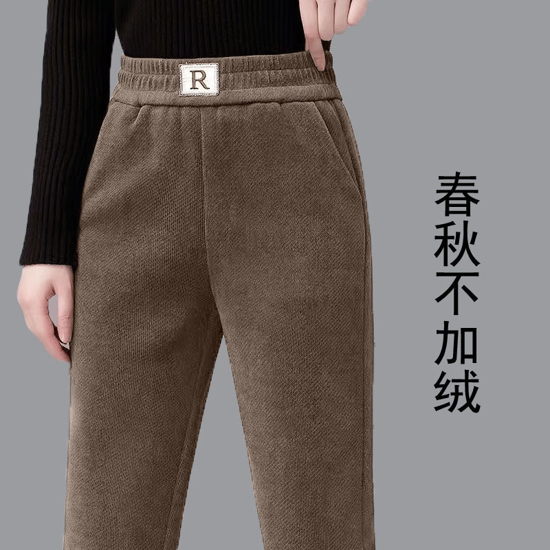 秋の女性用ゆったり着痩せ効果のあるハイウエストストレートパンツ、冬のカジュアルハーレムパンツ、キャロットパンツ、コーデュロイパンツ|undefined