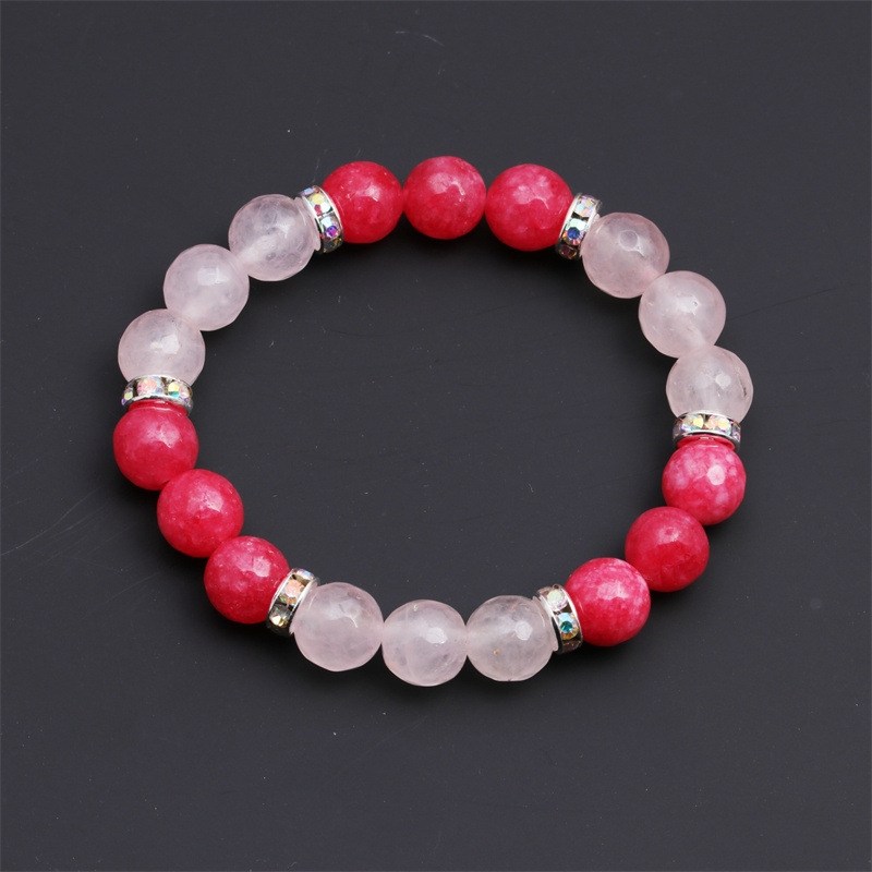 Europa y América simple transfronteriza 10mm corte Rosa cristal cuentas pulsera de piedra natural pulsera de cuentas pulsera del Día de la madre para las mujeres