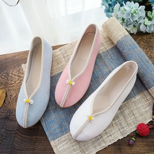 Flat shoes tendon bottom flat cloth shoes plain tea clothes spring and autumn mom shoes women's single-layer shoes embroidered shoes