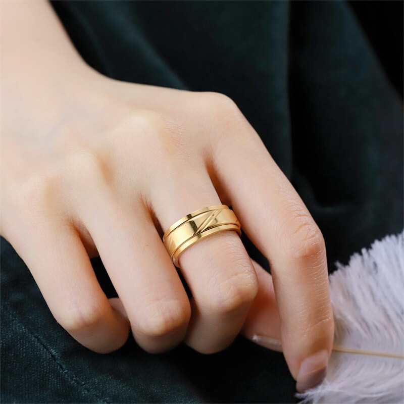 Amazon Cross-Border New Product Titanium Steel Double-Layer Rotating Ring Men's Trendy Decompression Meditation Personalized Rotating Ring Ring