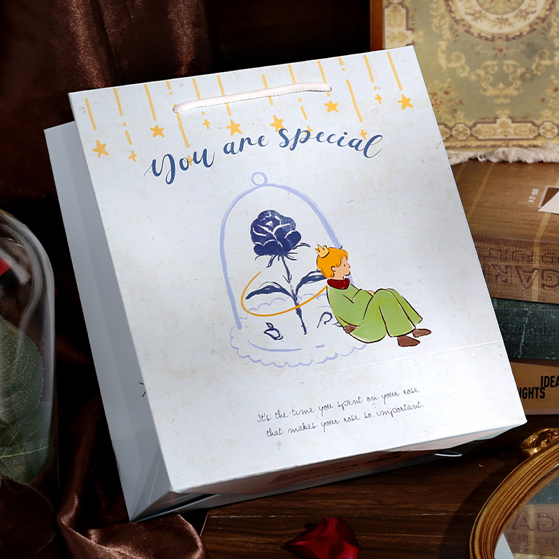 Bolsas de regalo de rosa pintadas a mano en bolsas de regalo de cumpleaños de nicho de alto valor de asteroides