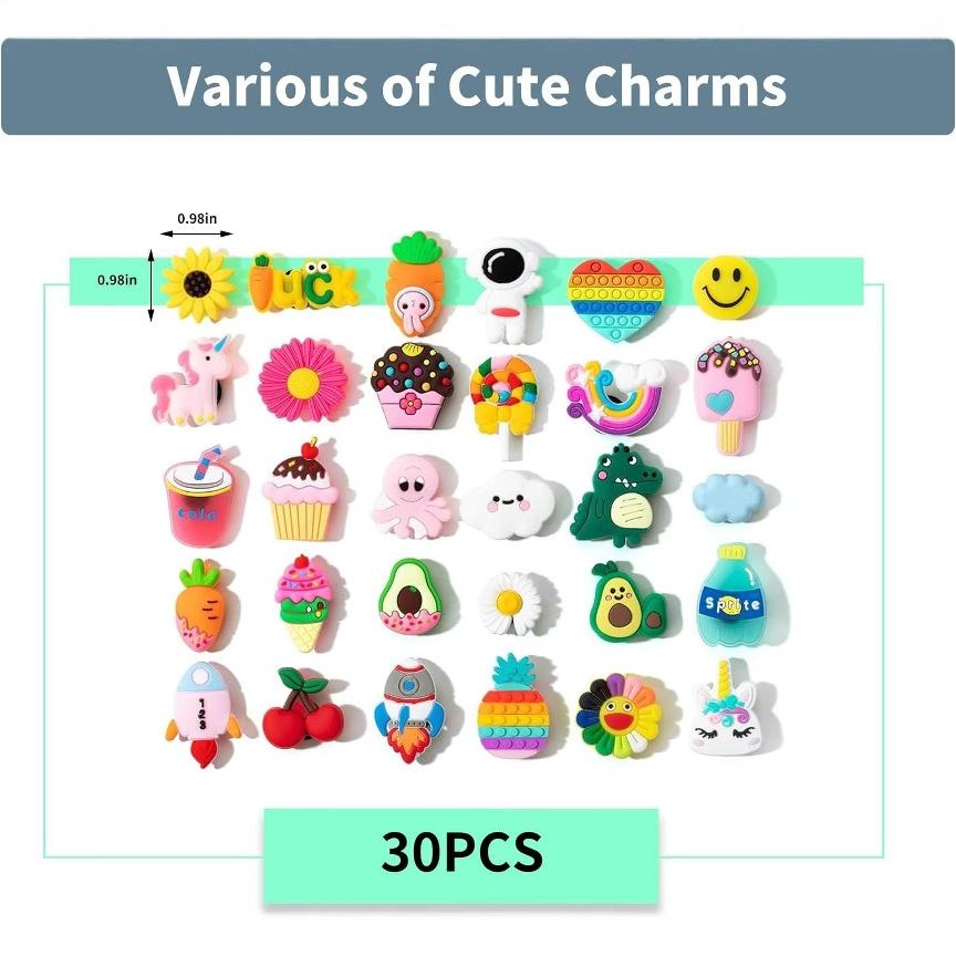 Accesorios para zapatos de PVC en stock, creativos y lindos dijes de goma suave con dibujos animados, hebillas para bolsas de plástico, accesorios para zapatos DIY de gran venta