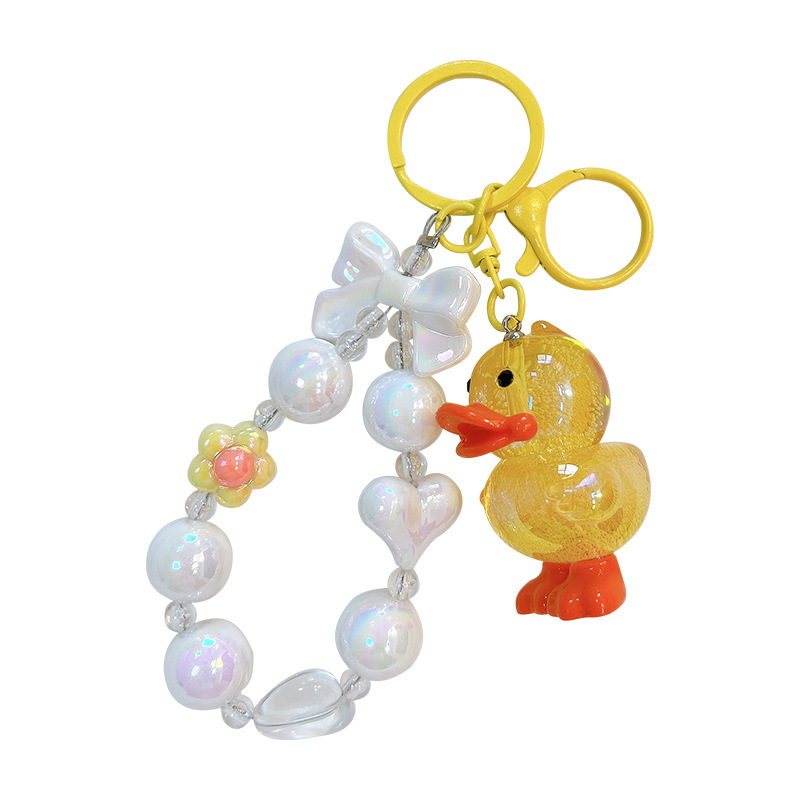 Acrílico cristal pato cuentas llavero lindos colgantes bolsos exquisitos colgantes muñeca máquina pequeños regalos al por mayor