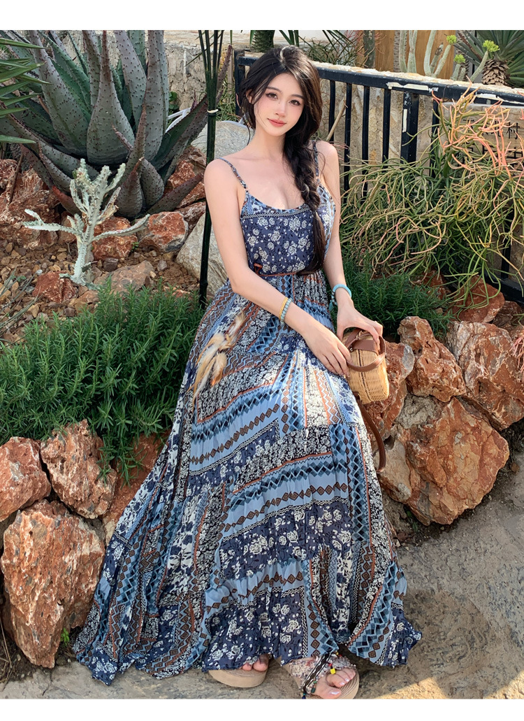 Embroidered Bohemian For Women, New Summer Strap Dress, Slimming And Lazy Design, Ethnic Style Long Dress_ecoleips.com