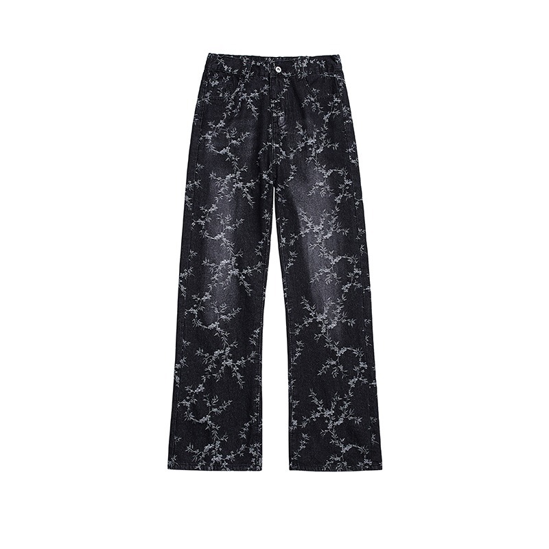 Pantalones Mezclilla Retro para Hombre de Mezclilla, Efecto Lavado y Corte Recto para Uso Diario