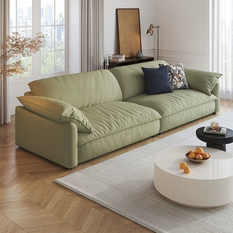 Cream Cloud Sofa Small Apartment Living Room Simple Modern Light Luxury Tofu Block Straight Row New Fabric Sofa Wood