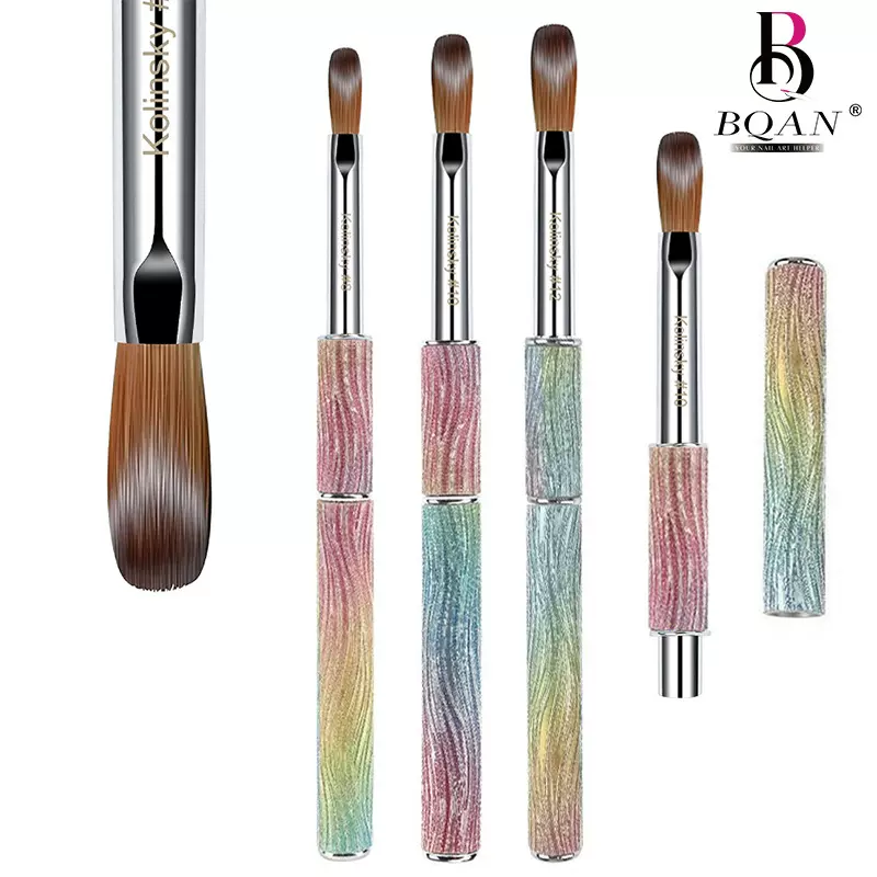 跨境新品彩色波纹美甲笔Kolinsky美甲笔水晶笔貂毛笔水晶粉延长笔