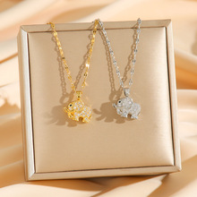 钛钢招财小象项链女潮网红可爱电镀真金立体象吊坠精致锁骨链配饰