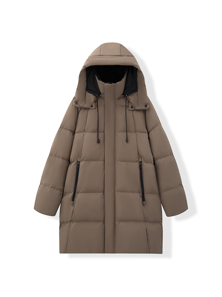 2025 chaqueta de pluma de oro negro con chaqueta de invierno con capuchón blanco grueso y cálido