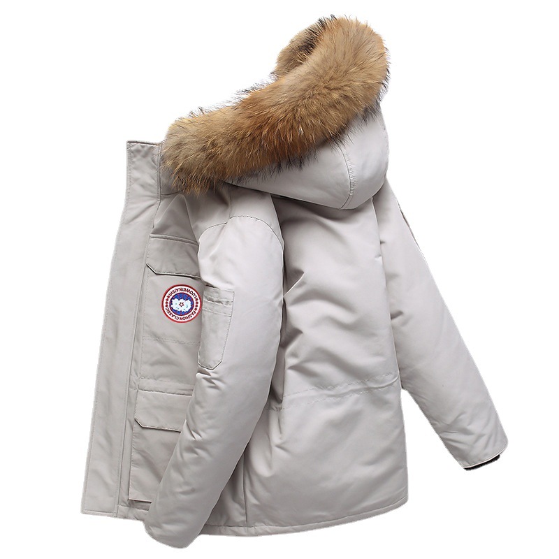 2022 Invierno abajo chaqueta de cuello de piel de Ganso de los hombres ropa de trabajo corto pato blanco abajo chaqueta engrosada caliente abajo chaqueta