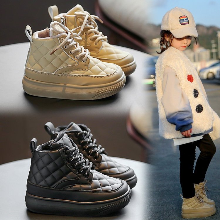 Girls Snow Boots 2024 New Winter Children's Shoes fleece-lined Cotton Shoes Boys Waterproof Winter Shoes Baby Boots