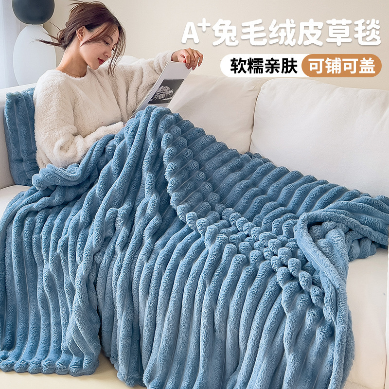 Mantras de conejo multifunkcionales mantas de siesta mantas de vello de verano aire acondicionado mantas pequeñas mantas de sofá mantas mantas de coche